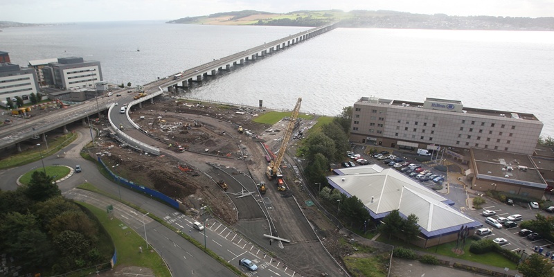 Krisd Miller, Courier, 06/09/11. Picture today of roadworks around Tay Bridge area from Tayside House.