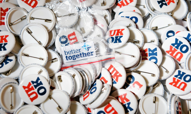 GLASGOW, SCOTLAND - NOVEMBER 22:  Better Together  paraphernalia on display at the campaign headquarters on November 22, 2013 in Glasgow, Scotland. Scotlands First Minister Alex Salmond will unveil the Scottish Government white paper on independence on Tuesday 26 November, 2013.  (Photo by Jeff J Mitchell/Getty Images)