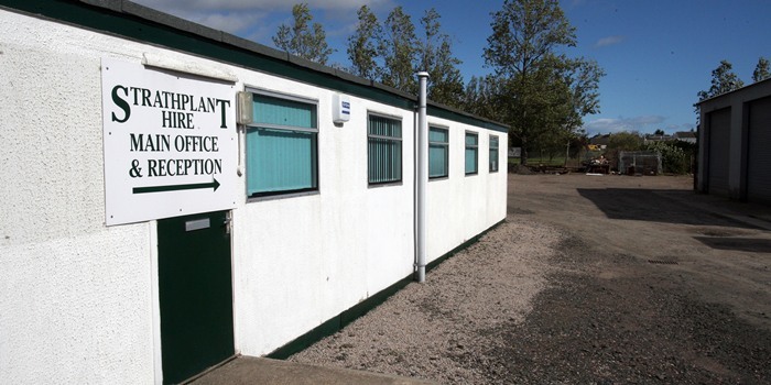 Kris Miller, Courier, 14/09/11. Picture today at Strath Plant Hire, Forfar depot shows offices with empty yard.