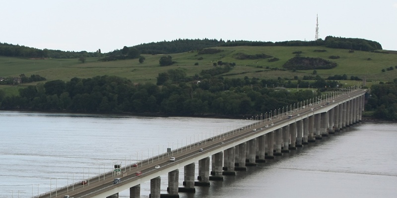 Aerial view of Dundee -  the Tay Road Bridge.