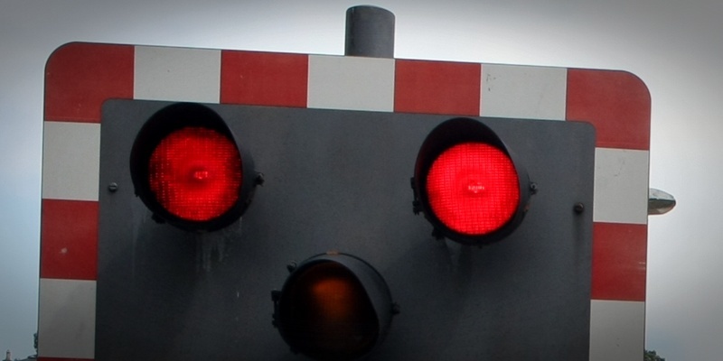 Railway Crossing, level crossing, Gray Street, Broughty Ferry, being repaired after motorist knocked it off this morning