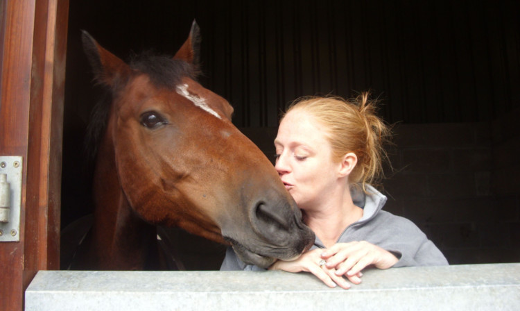 Teresa Newcombe-Baker welcomes home her horse, Quincy, after he was discovered at Crieff Hydros riding centre.