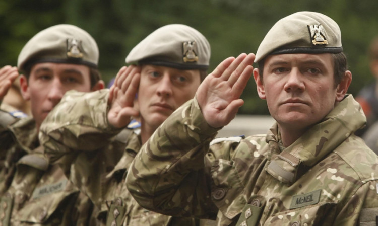 Soldiers of the Royal Scots Dragoon Guards returning from their tour of Afghanistan.