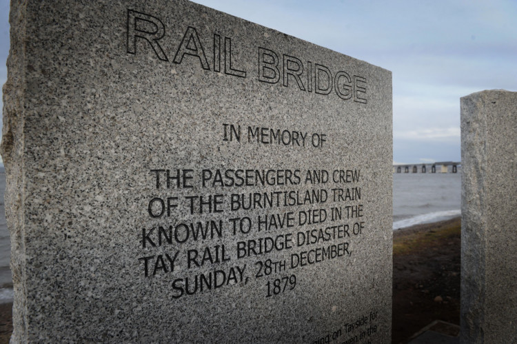 Tribute was paid to the victims of the Tay Rail Bridge Disaster when memorials were officially unveiled at Wormit and Dundee to coincide with the 134th anniversary of the tragedy. Several hundred people including local school children joined civic dignatories, descendents of those lost and fundraisers for the official unveiling of giant granite blocks that carry the names of the 59 souls known to have died in the tragedy of December 28 1879. There was then a spectacular fireworks display in the Tay.