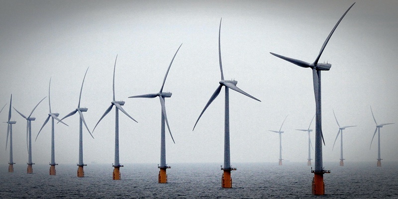 A general view of the Thanet Offshore Wind Farm off the coast of Ramsgate in Kent as it is officially opened becoming the world's largest site of its type.