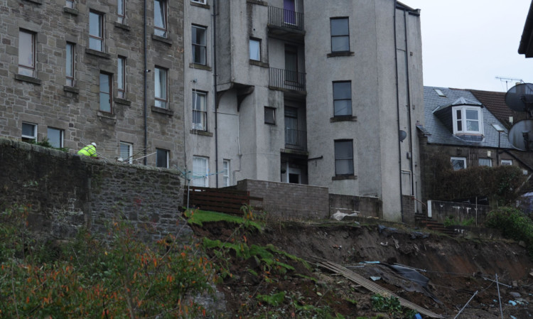 The landslide behind the Gardner Street flats.