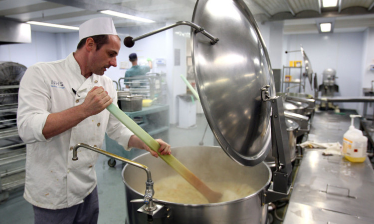 Soup being prepared in the Ninewells Hospital kitchen.