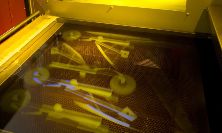 A 3D printer making components for fighter jets.