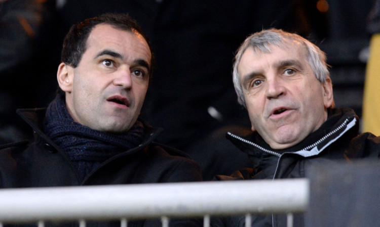 Roberto Martinez (left) is joined at Tannadice by chief scout Kevin Reeves.