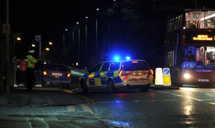 Police at the accident scene.