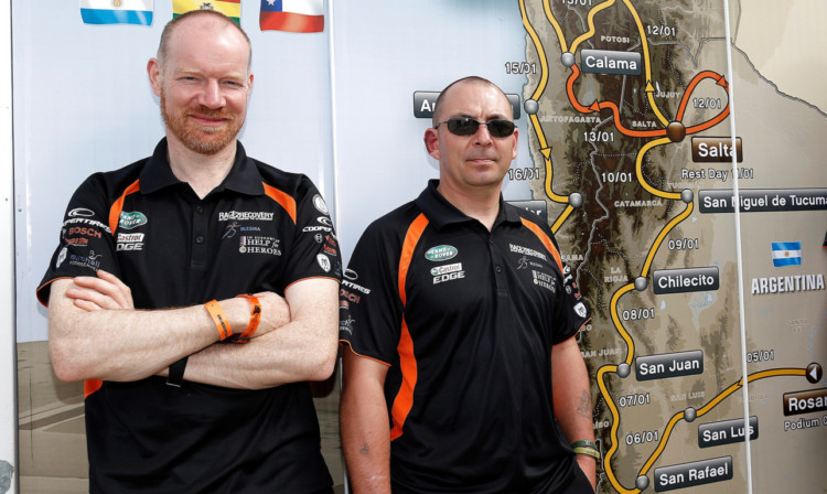 John Goldie (left) with a Race2Recovery teammate in Argentina ahead of the 2014 race.