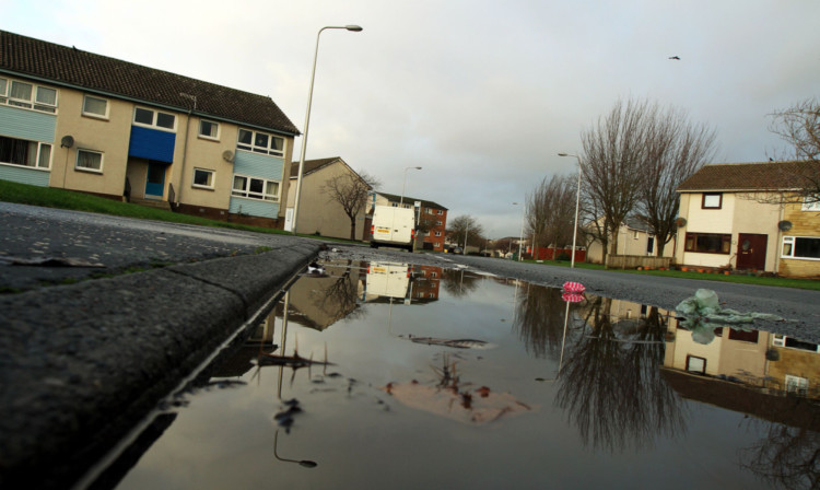 Heavy rain has been causing flooding in Bute Drive.