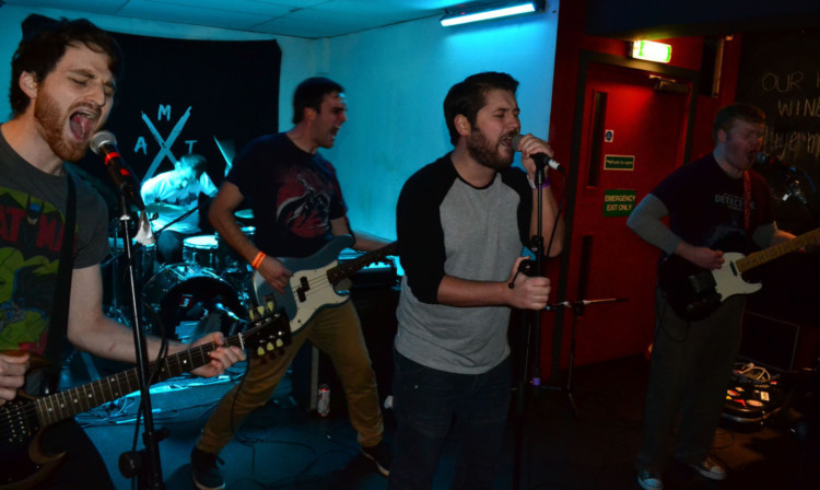 The Robot Doctors, from left, Iain Hannigan, drummer Craig Hannigan, Kieran Andrews, Darren Kelly and Dave Nicholson performing at Dundees Book Yer Ane Fest at Kage nightclub.