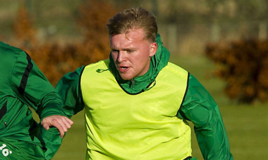 12/12/13
HIBERNIAN TRAINING
HIBERNIAN TRAINING CENTRE - TRANENT
Hibernian's Lewis Stevenson (left) and Fraser Mullen      train ahead of their side's weekend trip to Parkhead.