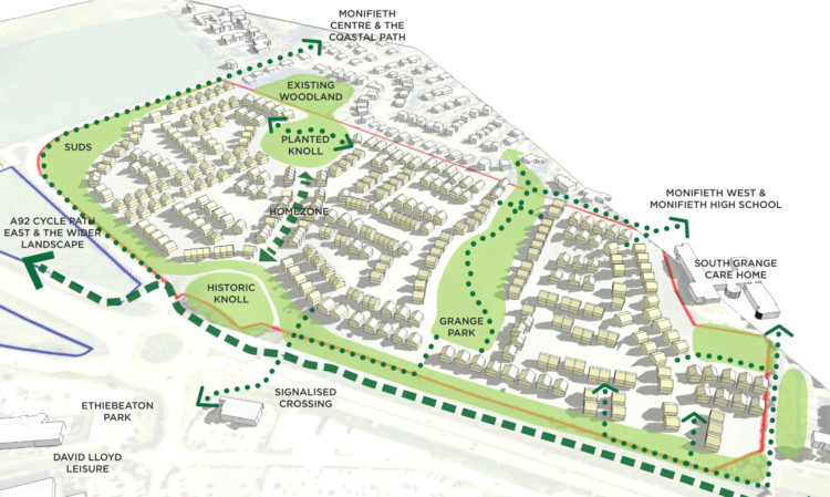 Taylor Wimpey has submitted an application to build 380 homes at The Grange, Monifieth.