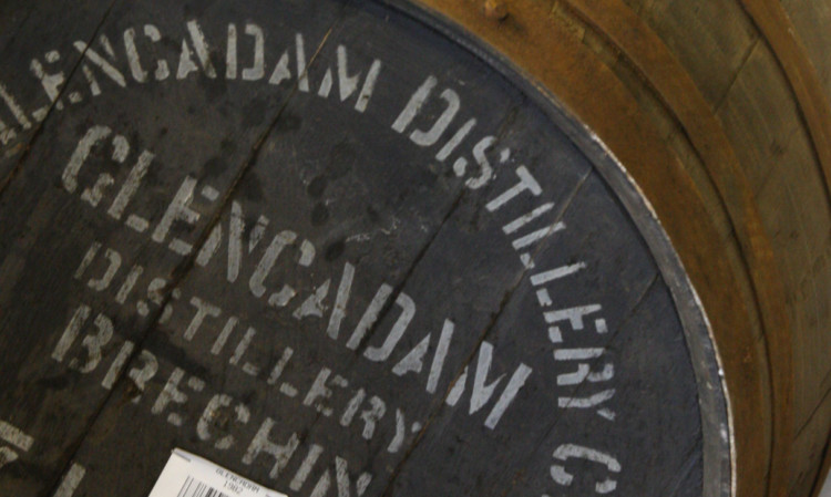 A cask at Brechin's Glencadam distillery.