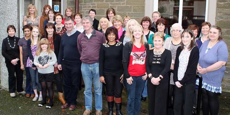 Steve MacDougall, Courier, Woodlands Hotel, Panmure Terrace, Broughty Ferry. Jenny Wood Allen commemorative run and lunch. Pictured, family and friends of Jenny Wood Allen, as well as 'Running Sisters' past and present that attended the gathering. In the centre (front), left is Alastair Allen and right is Kenneth Allen (the sons of Jenny Wood Allen).