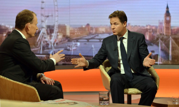 Andrew Marr talks to Deputy Prime Minister Nick Clegg appearing on the Andrew Marr Show.