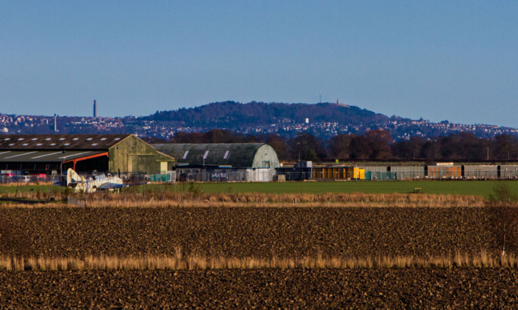 A view of the area, looking towards Errol Airfield, with Dundee in the background.