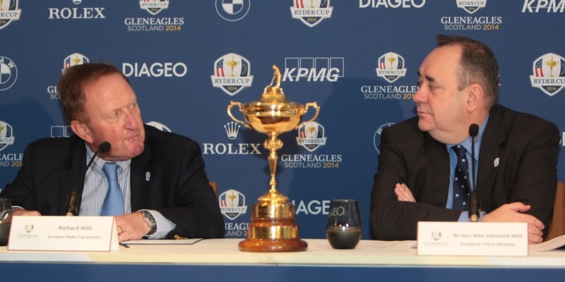 Kim Cessford, Courier - 29.11.11- pictured at the Dormy Clubhouse, Gleneagles where the date of the 2014 Ryder Cup which is to be played at The Goleneagles Hotel - l to r -  Richard Hills (European Ryder Cup Director) and Alex Salmond MSP