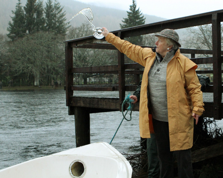 Undeterred by the dreich conditions, scores of anglers flocked to the banks of the River Tay to mark the opening of the salmon season on January 15. At Kenmore, Perth and Kinross Provost Liz Grant performed the traditional opening ceremony, which has been held there since 1947. Serenaded by the Vale of Atholl Junior Pipe Band, she led the march of anglers to the river bank and was joined by general manager of the Kenmore Hotel, Ross McEwen and BBC Radio Scotland present, Mark Stephen.