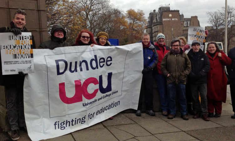 Dundee University staff demonstrating last year.