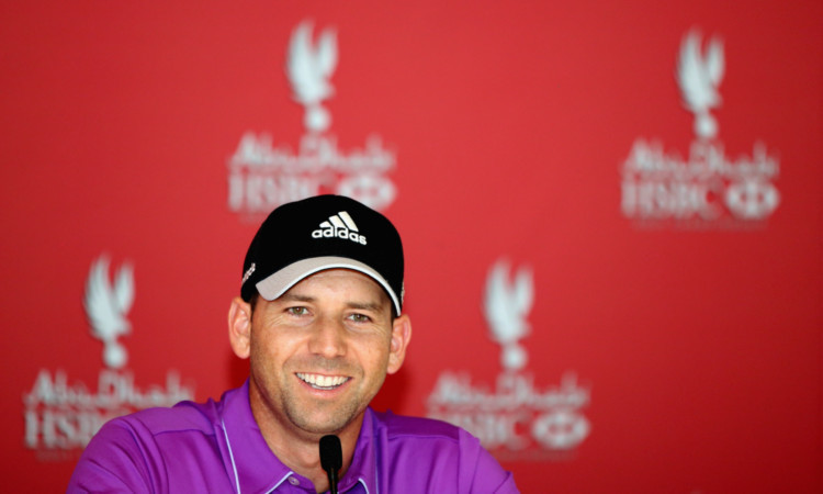 Sergio Garcia addresses the media during a press conference ahead of the Abu Dhabi HSBC Golf Championship.