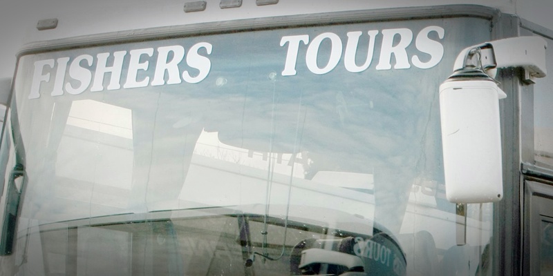 Bob Douglas, Evening Telegraph. Fishers Tours buses broken into at their base in Mid Craigie Road, Dundee. Pic shows Tommy McGregor of Fishers Tours between two of the targeted vehicles.