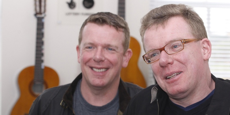 Twin stars Craig (right) and Charlie from the Proclaimers during the official opening of a recording studio at Drake Music in Edinburgh.