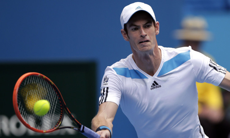 Andy Murray on court against Stephane Robert on Monday.