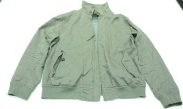The suspect left the khaki canvas style jacket behind after the assault.