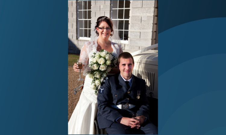Kevin Ogilvie with wife Amie on their wedding day.