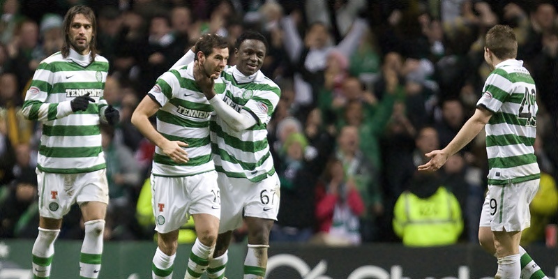 Celtic's Joe Ledley (16) celebrates his winning goal