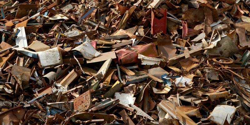 A general view of a large pile of scrap metal at Liverpool docks. The metal is exported to companies all over the world.