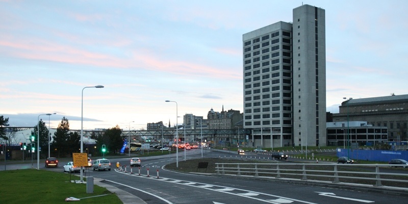 Kris Miller, Courier, 08/01/12. Picture today shows roads leading off the Tay Road Bridge towards Dundee for story about more changes to road layout.