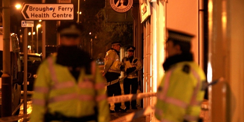 Kris Miller, Courier, 08/01/12. Picture today at rear of Broughty Ferry police station, Brook St, Broughty Ferry shows a police cordon due to the discovery of a mortar.