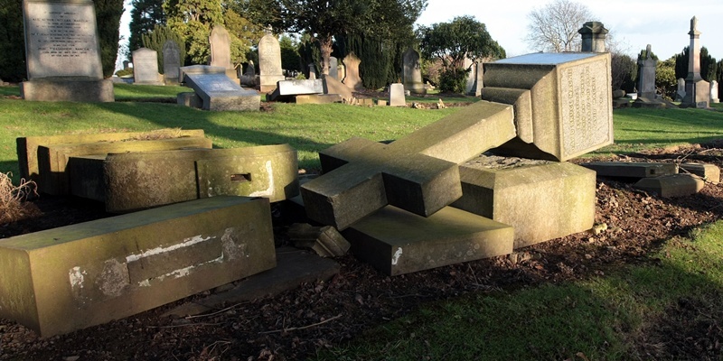 Kim Cessford, Courier - 09.01.12 - pictured is some of the damaged hadstones in the Eastern Cemetery, Dundee - words from Jonathan
