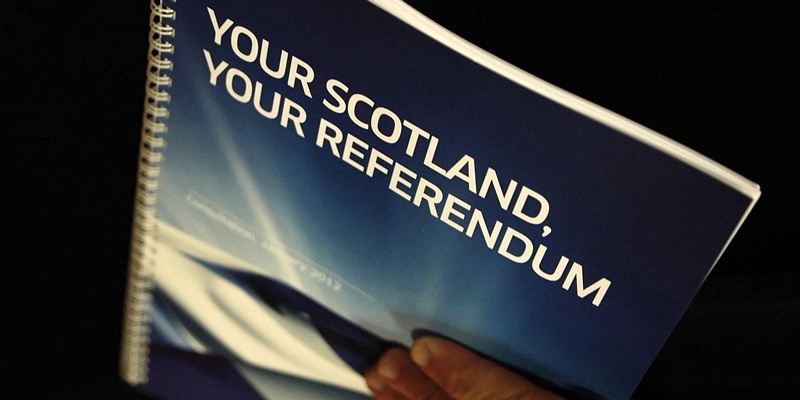 Scottish referendum consultation documents as Scotland's First Minister Alex Salmond holds a press conference at Edinburgh Castle following his statement to the Scottish Parliament outlining the referendum consultation.