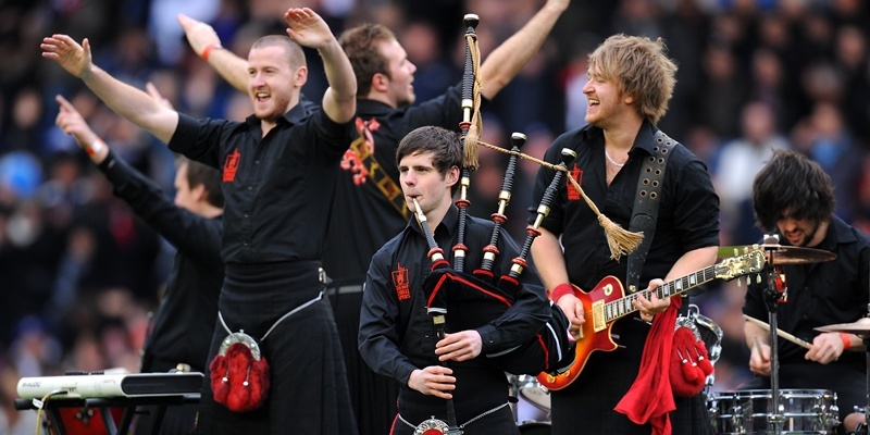 The Red Hot Chilli Pipers entertain the Murrayfield crowd