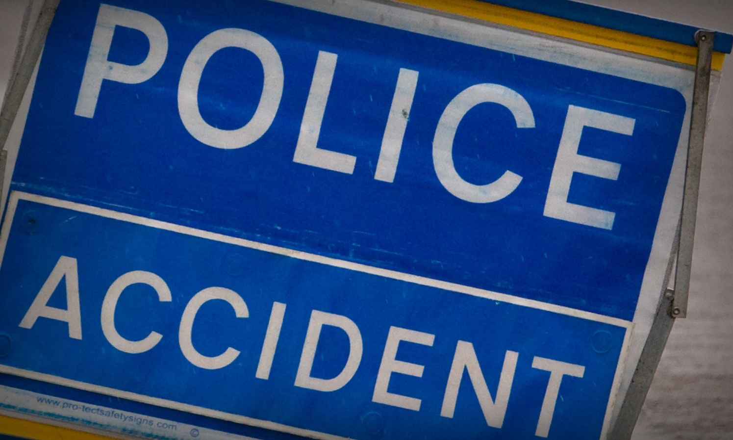 Riverside Drive, Dundee. Picture to accompany a story about a three car accident by the Tay rail bridge. Pictured, the 'Police Accident' sign near the scene.