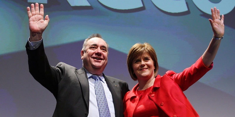 Scottish National Party Leader Alex Salmond and his deputy Nicola Sturgeon close the Scottish National Party Conference in Glasgow.