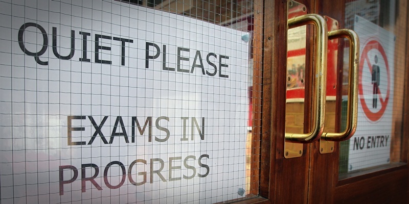 Maths exam in progress at Pittville High School, Cheltenham.