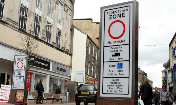 The pedestrian zone on Kirkcaldy High Street.