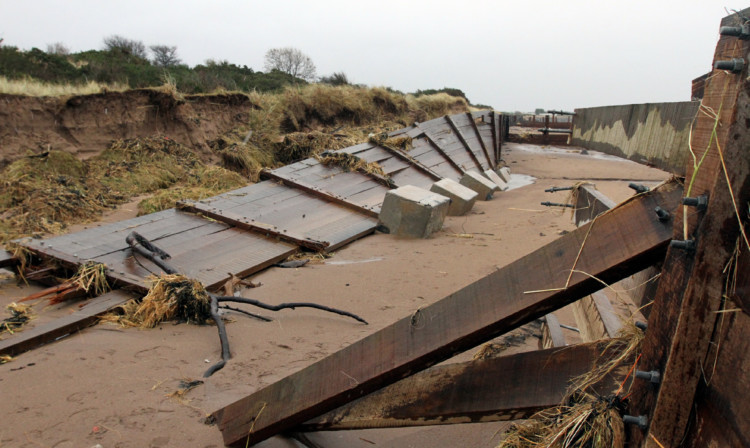 The defences at Monifieth suffered serious damage in storms earlier this month.