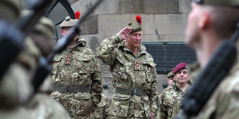 Kim Cessford - 19.04.12 - pictured at The Cross in Forfar where he took the salute as the Black watch paraded through the town is HRH The Duke of Rothesay