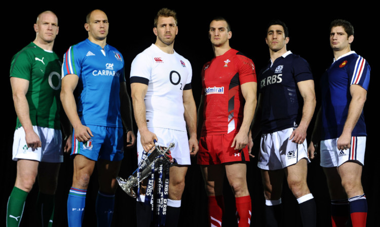 The 6N skippers. Sam Warburton wonders why Chris Robshaw gets to hold the trophy.