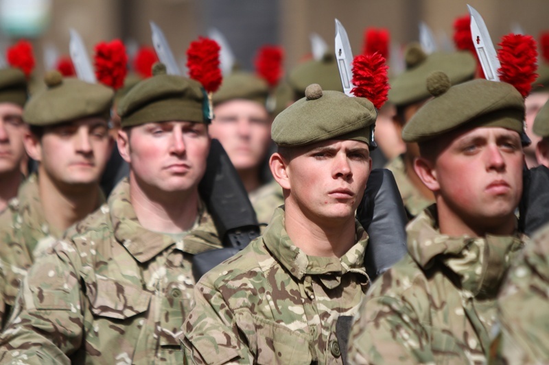 Kris Miller, Courier, 20/04/12. Picture today at Black Watch parade through Perth shows soldiers parading through the centre of Perth.