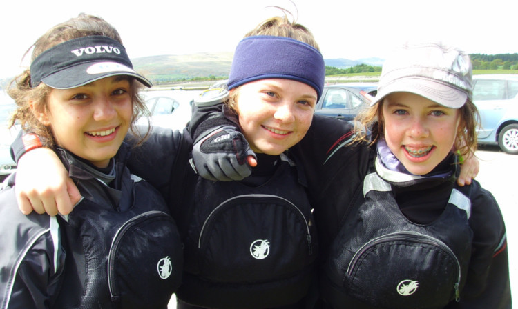 Niamh Harper (left) and Anna Sturrock (right) with Mara Lyon.