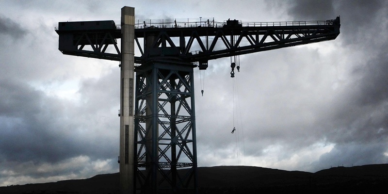 A fundraiser takes part in a sponsored 150-foot abseil off the Titan Crane, near Glasgow, to raise money for Deafblind Scotland and St Margaret's Hospice.