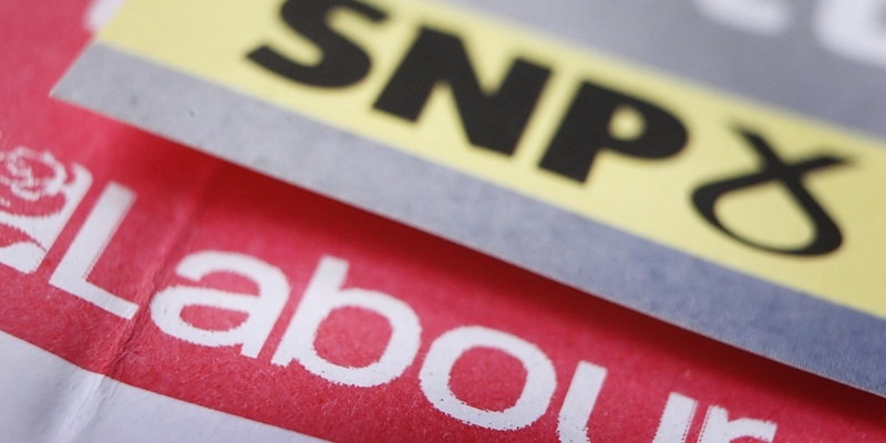 A general view of campaign material, as Scots go to the polls today to elect their local councillors.